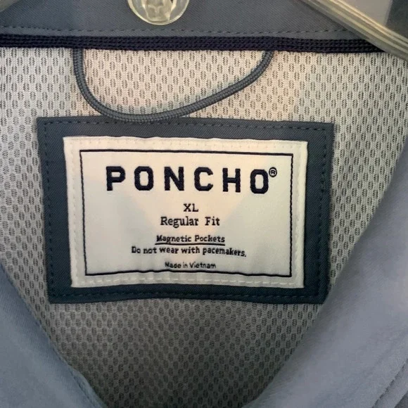 Poncho Shirt Mens XL Blue Grey NEW Fishing Magnetic Pockets Short Sleeve Vented - Picture 5 of 8